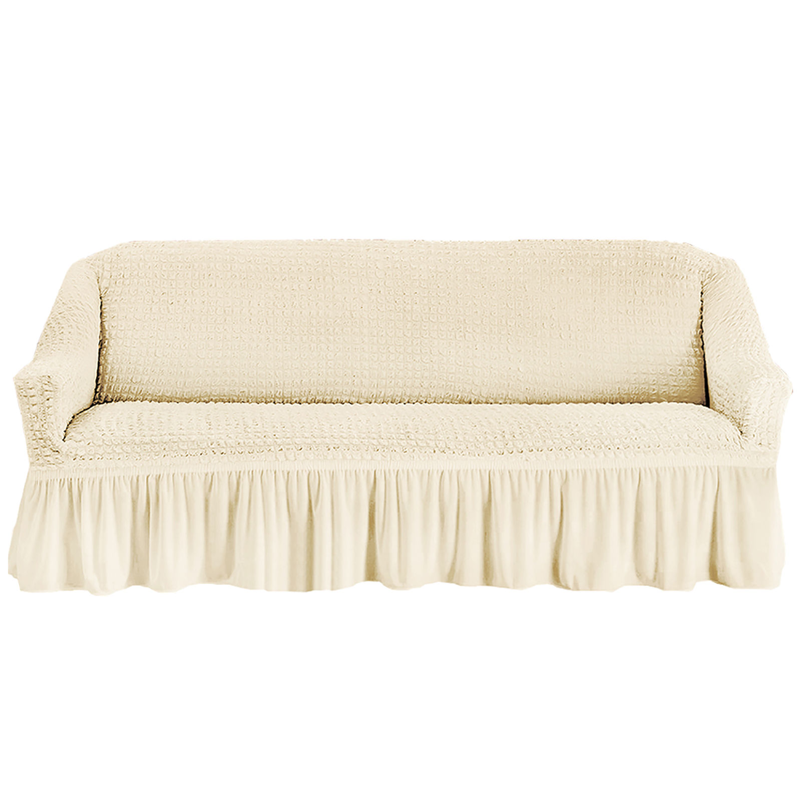 Stretch Sofa Slipcover, 3 Seater Sofa Slipcovers With Skirt With Armless Soft Sofa Cover Elastic Straps Sofa Slipcover For Living Room Kids Pets-white-Medium