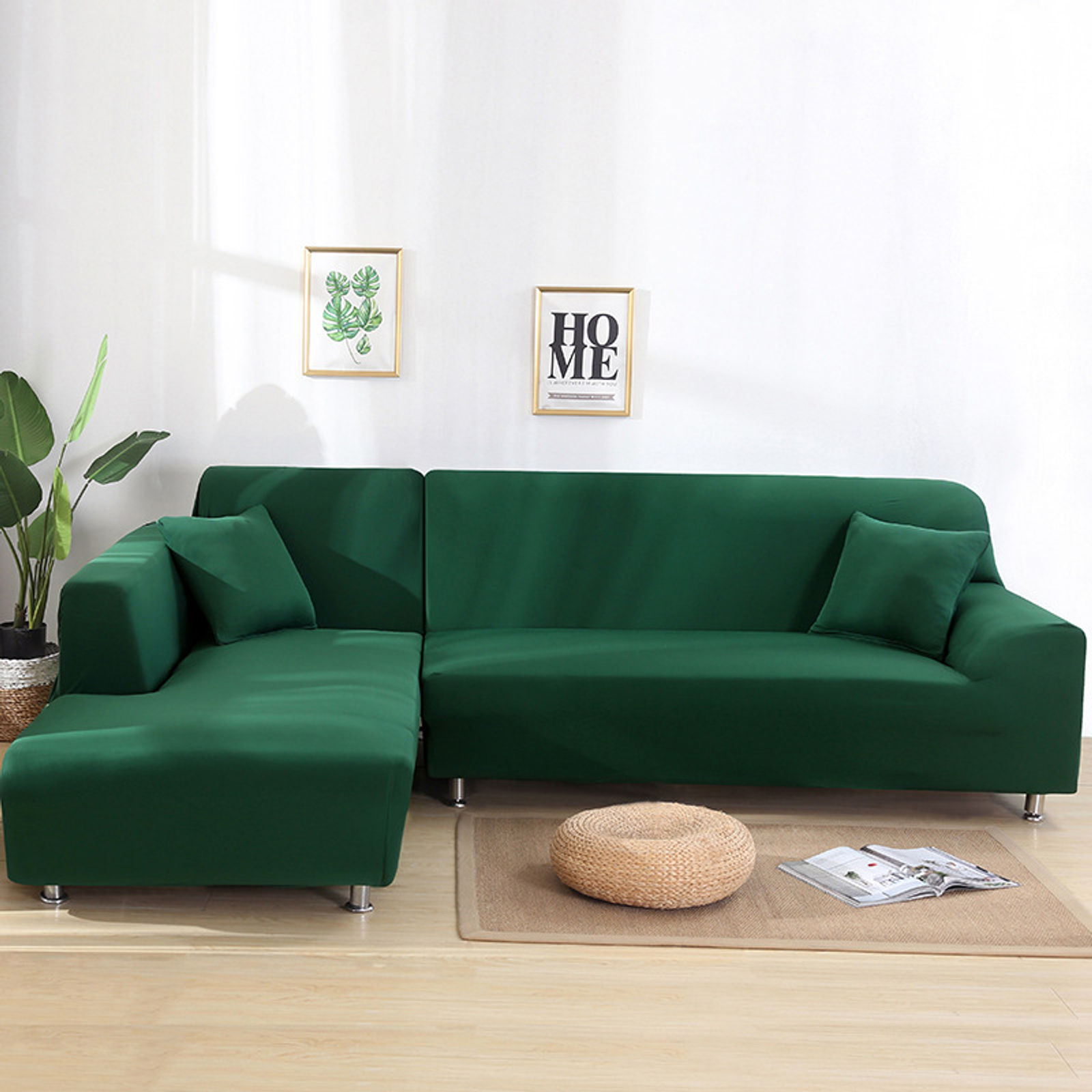 Sectional Sofa Cover L Shape,2pc Stretch Sofa Slipcover Spandex Non