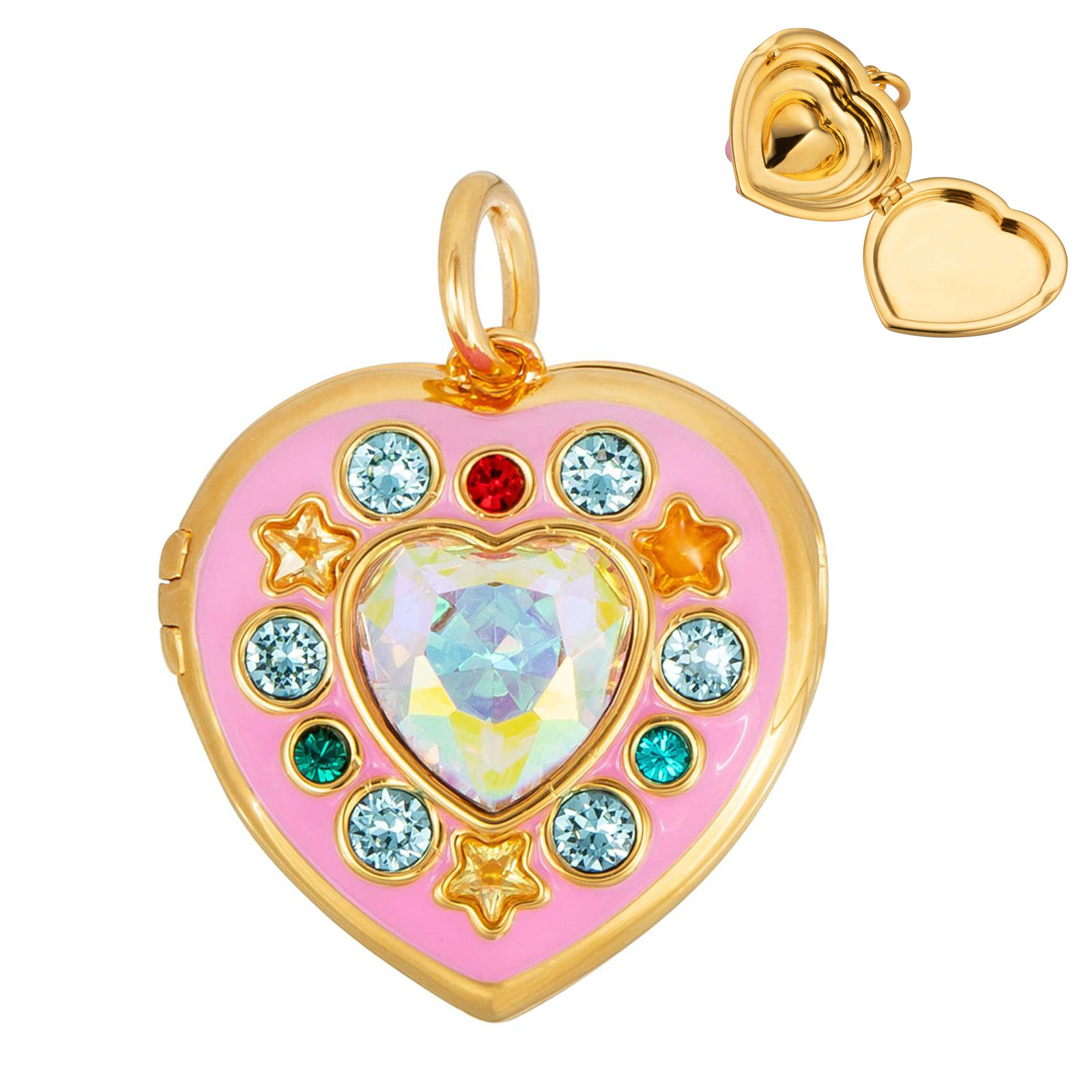 Hot Pink Punk Heart Necklaces, Y2k Pendant Necklaces, Mini Box Necklaces For Picture-Golden Heart-OT Chain