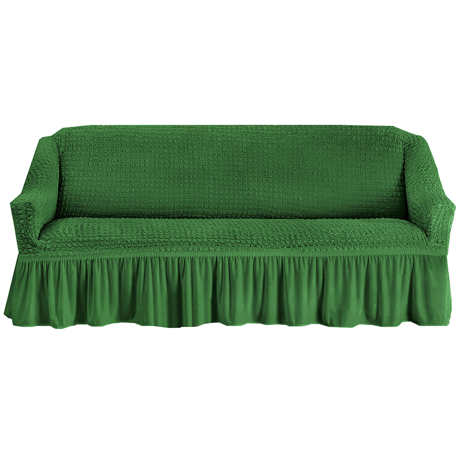 Stretch Sofa Slipcover, 3 Seater Sofa Slipcovers With Skirt With Armless Soft Sofa Cover Elastic Straps Sofa Slipcover For Living Room Kids Pets-Green A-X-Large