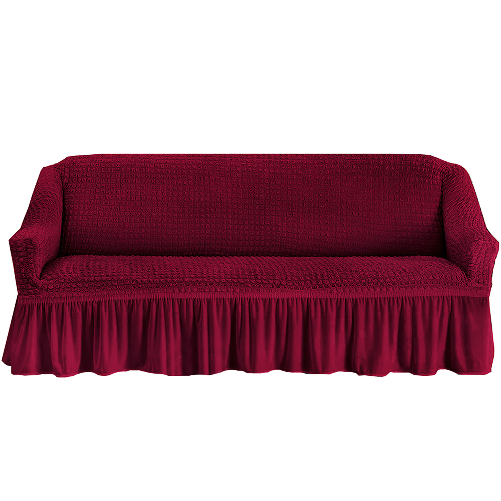 Stretch Sofa Slipcover, 3 Seater Sofa Slipcovers With Skirt With Armless Soft Sofa Cover Elastic Straps Sofa Slipcover For Living Room Kids Pets-red-Small
