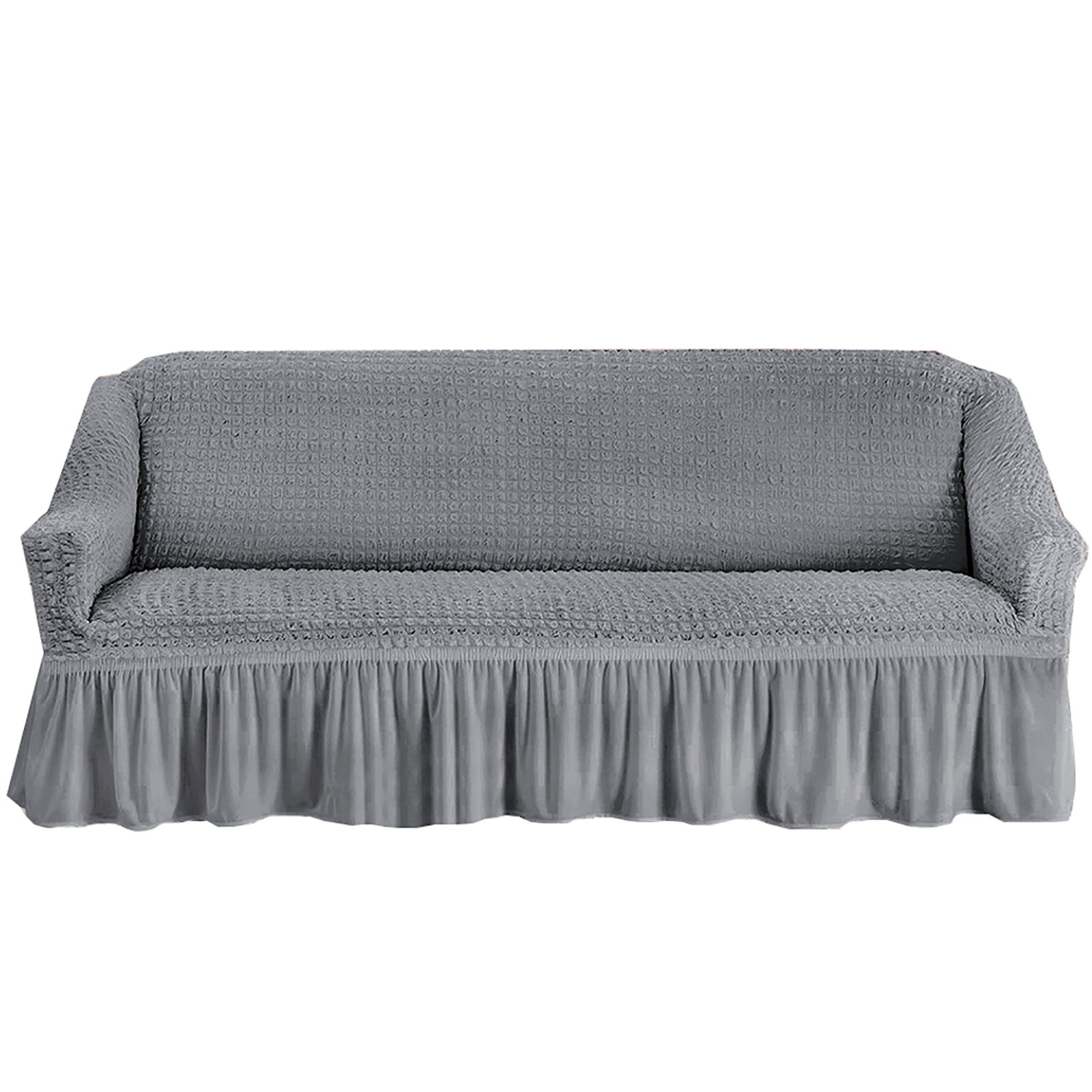 Stretch Sofa Slipcover, 3 Seater Sofa Slipcovers With Skirt With Armless Soft Sofa Cover Elastic Straps Sofa Slipcover For Living Room Kids Pets-Gray B-Small