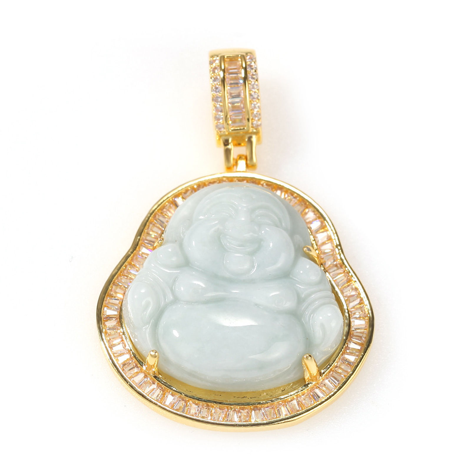 Hip Hop Jewelry For Men/women, Jade Buddha Necklace, Ice Out Buddha Pendant-B-1