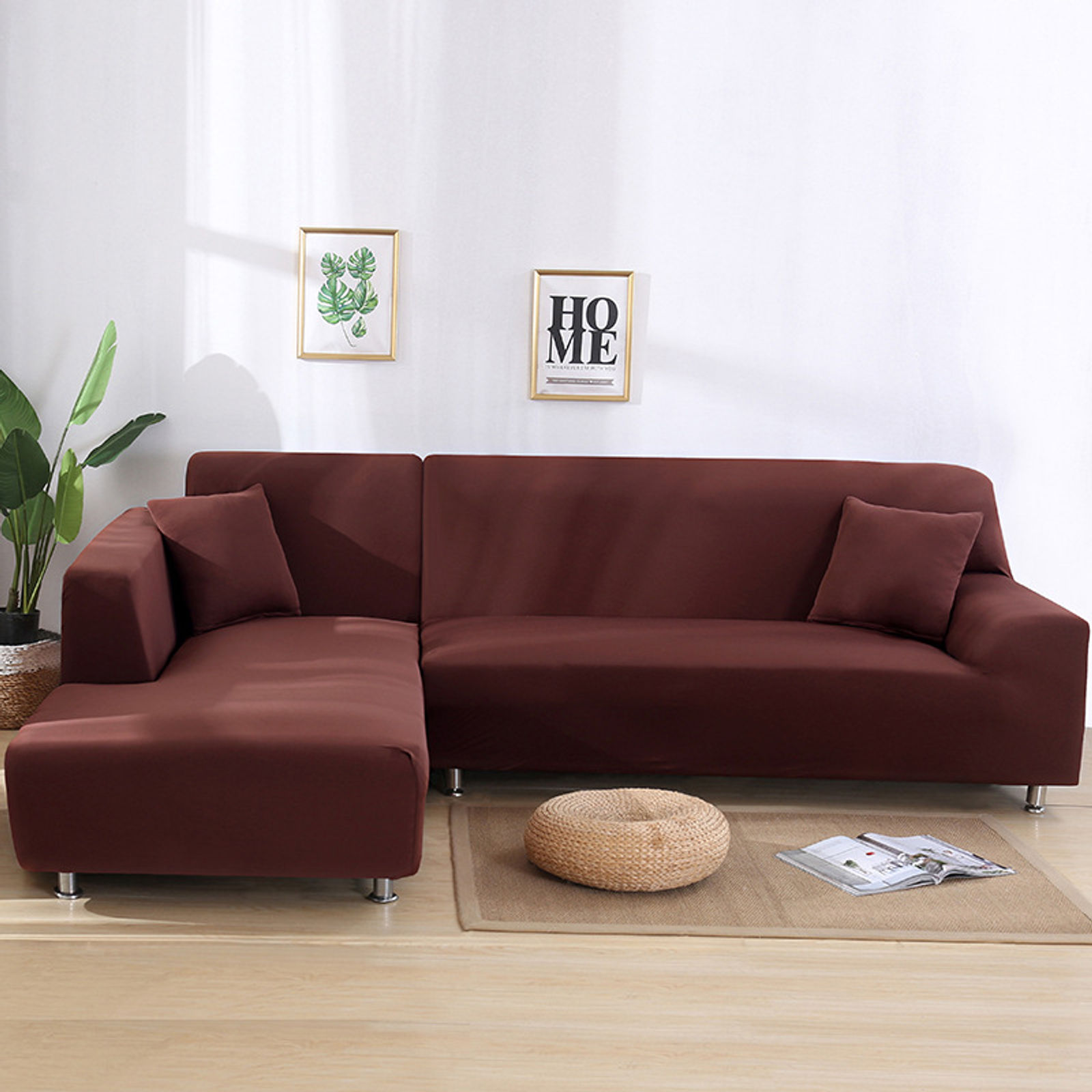 Sectional Sofa Cover L Shape,2pc Stretch Sofa Slipcover Spandex Non