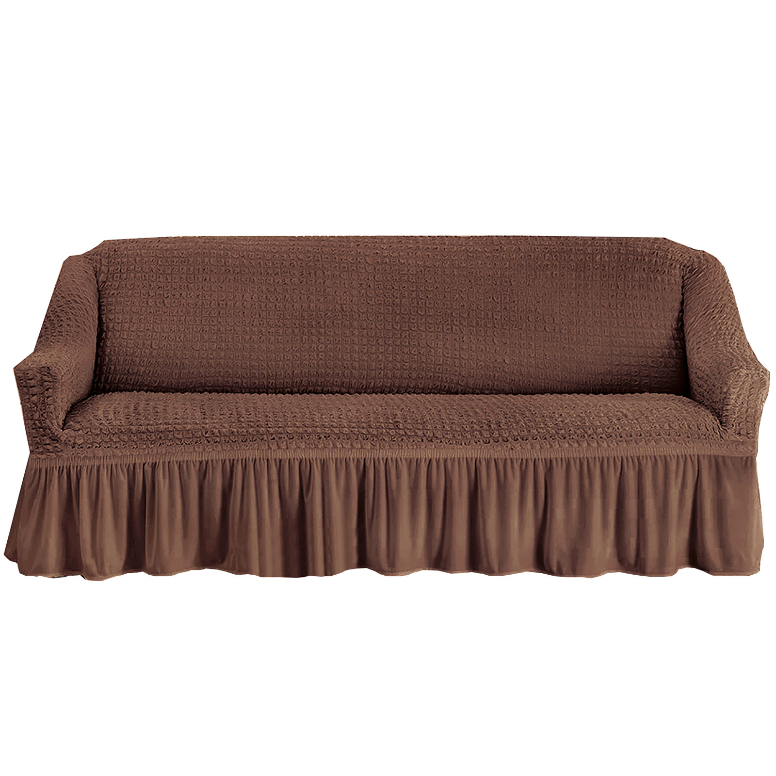 Stretch Sofa Slipcover, 3 Seater Sofa Slipcovers With Skirt With Armless Soft Sofa Cover Elastic Straps Sofa Slipcover For Living Room Kids Pets-Brown B-Small