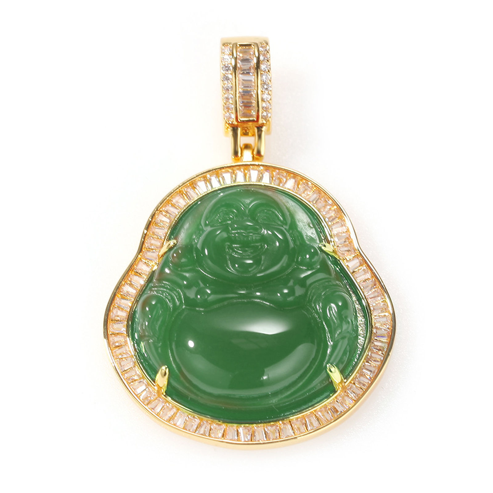 Hip Hop Jewelry For Men/women, Jade Buddha Necklace, Ice Out Buddha Pendant-H-1
