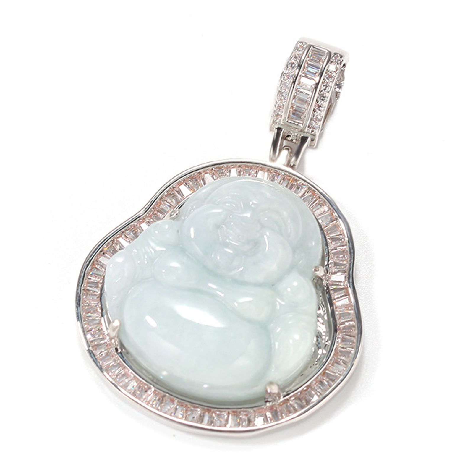 Hip Hop Jewelry For Men/women, Jade Buddha Necklace, Ice Out Buddha Pendant-A-1